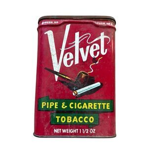 Velvet Pipe & Cigarette Tobacco Vintage Empty Tin